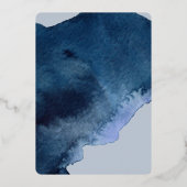 Waterverf Blauw 50ste Verjaardag Roos Gouden Jurk Folie Uitnodiging (Achterkant)