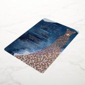 Waterverf Blauw 50ste Verjaardag Roos Gouden Jurk Folie Uitnodiging (Gedraaid)