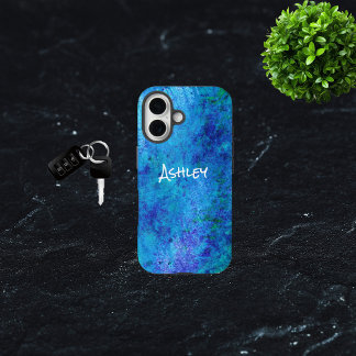 Waterverf blauw Abstract iPhone 16 Hoesje