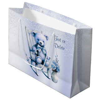 Waterverf Blauw Baby Beren geschenktas Groot Cadeauzakje