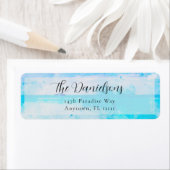 Waterverf blauw Basis Return-adreslabel Etiket (Insitu)