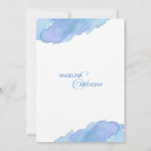 Waterverf Blauw Blauwgroen Aqua Bruiloft Uitnodigi Kaart (Achterkant)