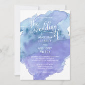 Waterverf blauw Blauwgroen strand bruiloft uitnodi Kaart (Voorkant)