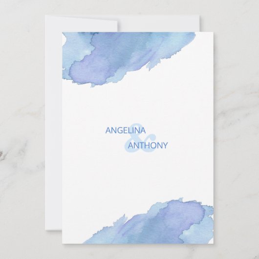 Waterverf blauw Blauwgroen strand bruiloft uitnodi Kaart (Achterkant)