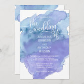 Waterverf blauw Blauwgroen strand bruiloft uitnodi Kaart (Voorkant / Achterkant)