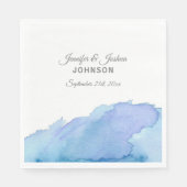 Waterverf Blauw Blauwgroen Turquoise Water Bruilof Servet (Voorkant)