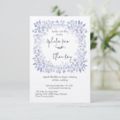 Waterverf Blauw Bloemen bruiloft Uitnodiging (Staand voorkant)