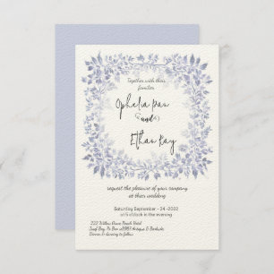 Waterverf Blauw Bloemen bruiloft Uitnodiging