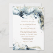 Waterverf Blauw Budget Foto Bruiloft Kaart (Voorkant)