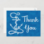 Waterverf Blauw Dank u Nautisch Scheepsanker Briefkaart (Voorkant / Achterkant)