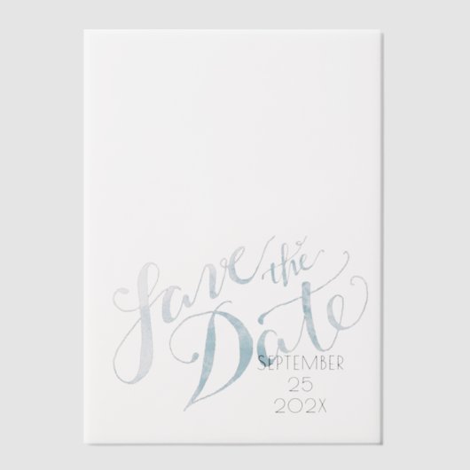 Waterverf Blauw De datumoverlay opslaan Vellum Uitnodigingen (Voorkant)