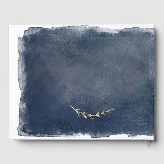 Waterverf Blauw en Goud Elegant Gastenboek (Achterkant)