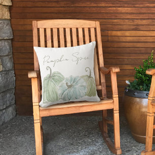 Waterverf Blauw en Groen Pompoen Kruid Kussen