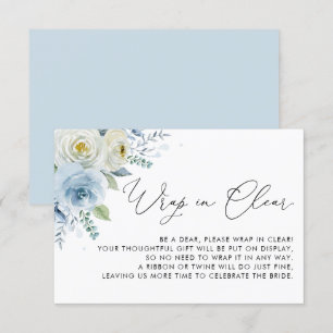 Waterverf Blauw en ivoren Rozen Omslag in Wissen Informatiekaartje
