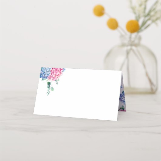 Waterverf Blauw en PInk Hydrangea bruiloft (Achterkant)