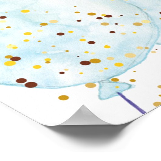 Waterverf blauw en roze geslacht laten stembord zi poster (Hoek)