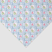 Waterverf Blauw en Roze Lint & Holly Tissuepapier (Detail)