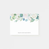 Waterverf Blauw en Wit Bloemen Gepersonaliseerd Post-it® Notes (Voorkant)