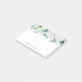 Waterverf Blauw en Wit Bloemen Gepersonaliseerd Post-it® Notes (Schuin)
