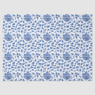 Waterverf blauw en wit Chinoiserie Tissuepapier