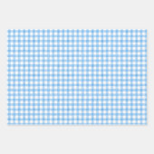 Waterverf Blauw en Wit Gingham Inpakpapier Vel (Voorkant 3)