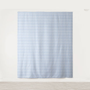 Waterverf Blauw en Wit Gingham Wandkleed