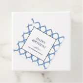 Waterverf Blauw en wit Happy Birthday cadeau label (In situ)