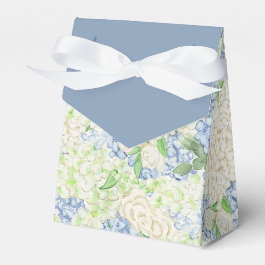 Waterverf Blauw en Wit Hydrangea Crest Bedankdoosjes (Voorkant Zijde)