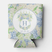 Waterverf Blauw en Wit Hydrangea Crest Blikjeskoeler (Voorkant)