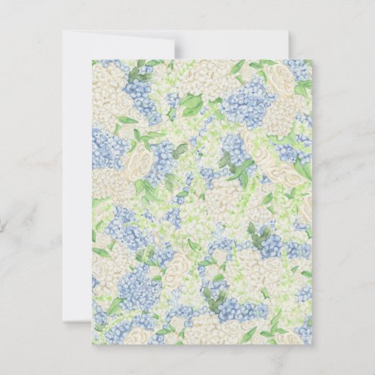 Waterverf Blauw en Wit Hydrangea Crest Bruiloft Bedankkaart (Achterkant)