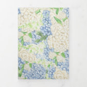 Waterverf Blauw en Wit Hydrangea Crest Bruiloft Drieluik Uitnodiging (Cover)