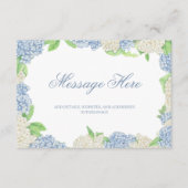 Waterverf Blauw en Wit Hydrangea Crest Bruiloft Informatiekaartje (Voorkant)