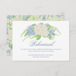 Waterverf Blauw en Wit Hydrangea Crest Bruiloft Informatiekaartje