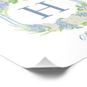 Waterverf Blauw en Wit Hydrangea Crest Foto Afdruk (Hoek)