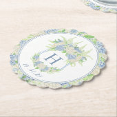 Waterverf Blauw en Wit Hydrangea Crest Kartonnen Onderzetters (Gekanteld)