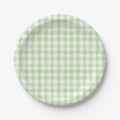 Waterverf Blauw en Wit Hydrangea Green Gingham Papieren Bordje (Voorkant)