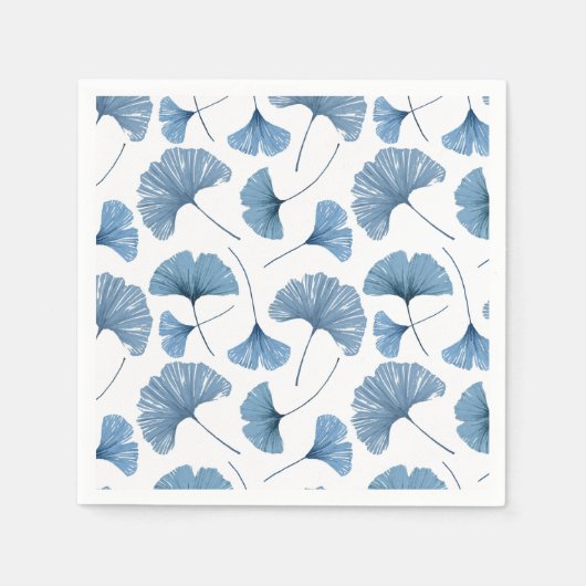 Waterverf blauw en wit inkgoplatform servet (Voorkant)