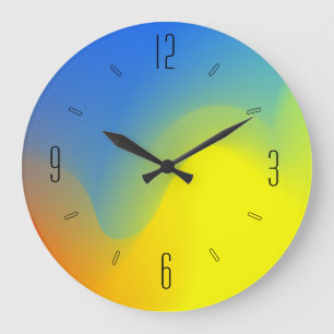 Waterverf Blauw Geel Lime Oranje Artistieke Klok
