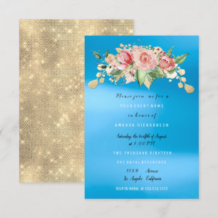 Waterverf blauw gekleurde ventilator vrijgezellenf kaart