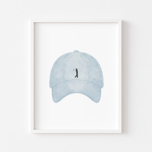 Waterverf blauw golf pet poster