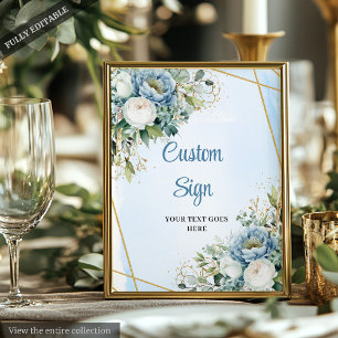 Waterverf Blauw Goud Glitter Groene Huwelijksbord Poster