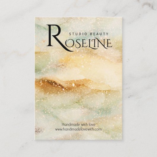 Waterverf Blauw goud glittersieraden display Visitekaartje (Voorkant)