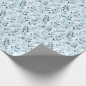 Waterverf Blauw/Grijs Bladeren Cadeaupapier (Hoek)