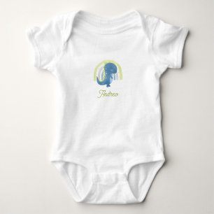 Waterverf Blauw Groene Dinosaur & Regenboog Kinder Romper