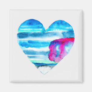 Waterverf blauw hart schattig hart magneet