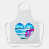 Waterverf blauw hart schattig hart schort (Voorkant)