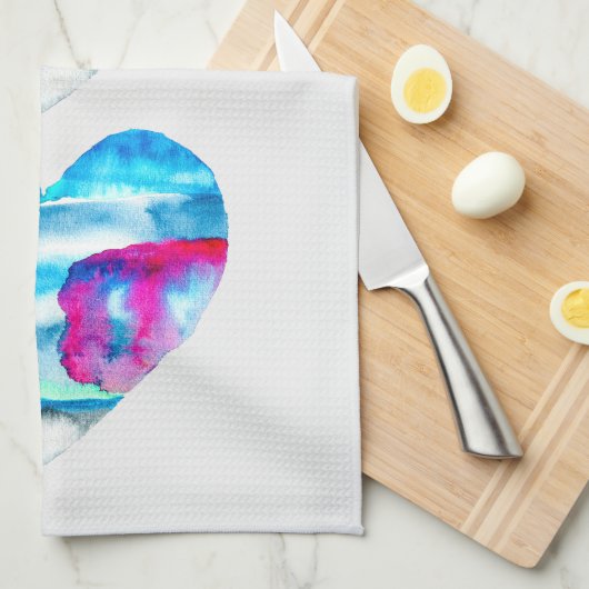 Waterverf blauw hart schattig hart theedoek (Quarter Fold)