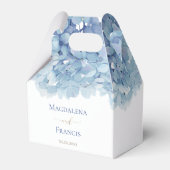 waterverf blauw hortensia bruiloft bedankdoosjes (Voorkant Zijde)
