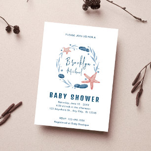 Waterverf Blauw Koraalrif Andersea Baby shower Kaart