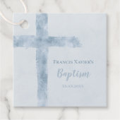 waterverf blauw kruis Baptisme Bedankjes Labels (Voorkant)